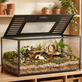 Load image into Gallery viewer, Large Hamster Cage, Chewproof Metal Rat Cage with Deep Base, Openable Top & Excellent Ventilation, Transparent Small Animal Habitat for Syrian Dwarf Hamster, Gerbil, 100 x 50 x 52.5 cm, Black