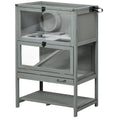 Load image into Gallery viewer, Wooden Hamster Cage, Mice Rodent Small Animals Kit Hutch, 2-Tier Exercise Play House, with Storage Shelf, Sliding Tray, Seesaw, Running Wheel, Lockable Roof, Grey