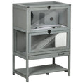 Load image into Gallery viewer, Wooden Hamster Cage, Mice Rodent Small Animals Kit Hutch, 2-Tier Exercise Play House, with Storage Shelf, Sliding Tray, Seesaw, Running Wheel, Lockable Roof, Grey