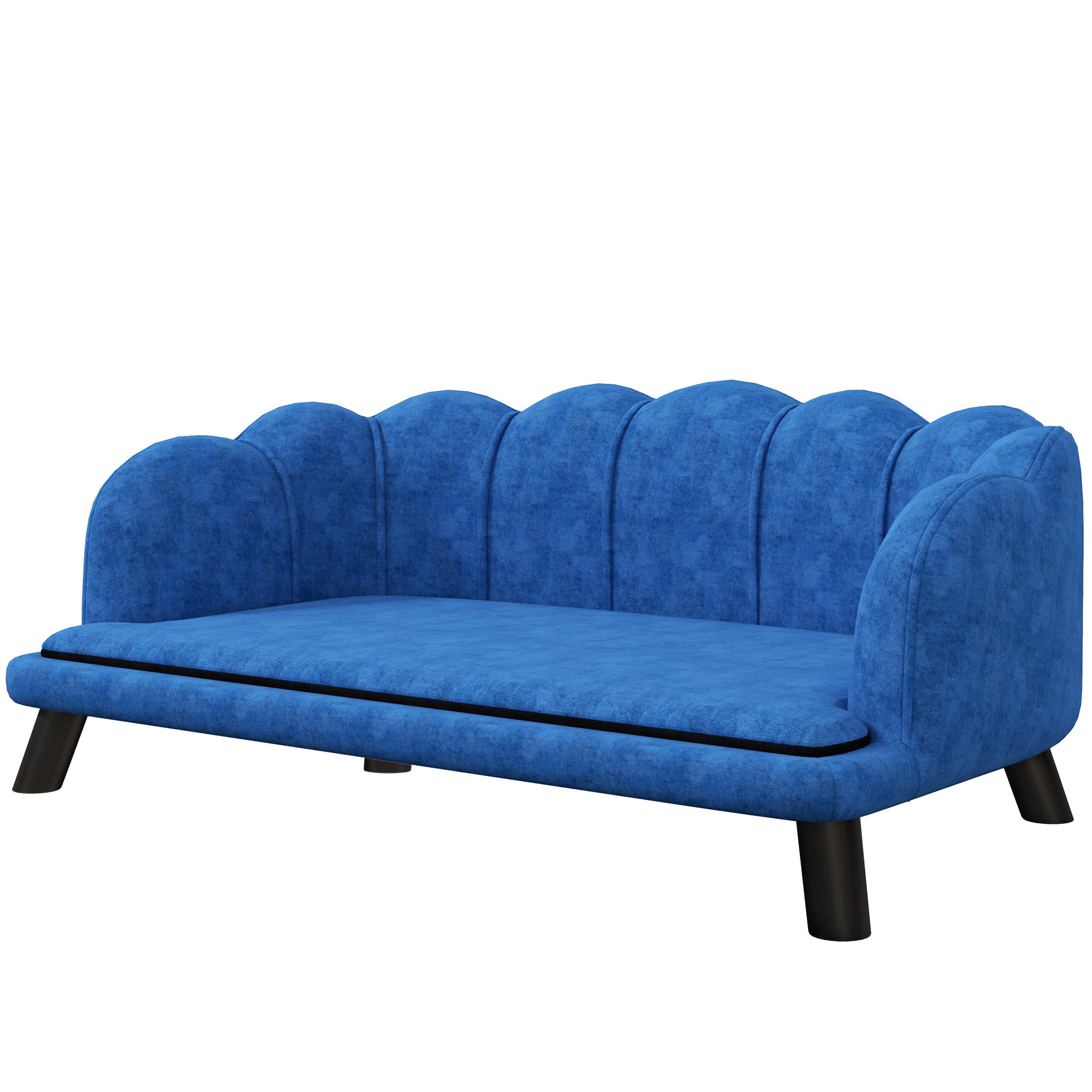 PawHut Velvet Large Dog Couch with Foam Cushion, Soft and Cute Dog Bed with Pearl Design, Dog Sofa for Big and Medium Dogs, Dark Blue