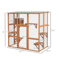 Load image into Gallery viewer, PawHut Catio, Outdoor Cat Enclosure Window Box, Wooden Cat House Playground with Scratching Posts, Weather Protection Roof for 1-2 Kitties, Resting Boxes, 68" x 35.5" x 70.5", Orange