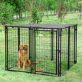 Load image into Gallery viewer, Outdoor Dog Kennel Run, Large Wire Steel Puppy Fence, Lockable Pet Playpen Crate Enclosure, with Top Cover, Door, Black