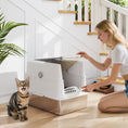 Load image into Gallery viewer, Stainless Steel Cat Litter Tray, Extra Large Enclosed Litter Box for Large Cats with Scoop, Flip Top, Easy Cleaning, Light Grey