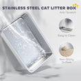 Load image into Gallery viewer, Stainless Steel Cat Litter Tray, Extra Large Enclosed Litter Box for Large Cats with Scoop, Flip Top, Easy Cleaning, Light Grey