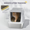 Load image into Gallery viewer, Stainless Steel Cat Litter Tray, Extra Large Enclosed Litter Box for Large Cats with Scoop, Flip Top, Easy Cleaning, Light Grey