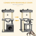 Load image into Gallery viewer, Cat Tree, 90cm Cat Tower with Sisal Scratching Posts, Cat Condo, Hammock, Top Perch and 2 Hanging Toys for Indoor Cats, Grey
