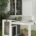 Charger l'image dans la visionneuse de la galerie, Wooden Rabbit Hutch, Indoor Outdoor Guinea Pig Cage with Pull-Out Tray, Asphalt Openable Roof, Small Animal Cage on Wheels with Run, Dark Grey