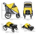 Load image into Gallery viewer, Large Dog Stroller Dog Pram Foldable Pet Pushchair with Safety Leashes for Medium, Large Dogs - Yellow
