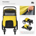 Load image into Gallery viewer, Large Dog Stroller Dog Pram Foldable Pet Pushchair with Safety Leashes for Medium, Large Dogs - Yellow