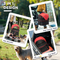 Load image into Gallery viewer, Dog Pram Dog Stroller 3 in 1 Pet Pushchair Detachable Design with Universal Wheels, Brake for Small Miniature Dogs - Red