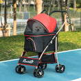 Load image into Gallery viewer, Dog Pram Dog Stroller 3 in 1 Pet Pushchair Detachable Design with Universal Wheels, Brake for Small Miniature Dogs - Red