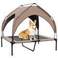 Load image into Gallery viewer, Elevated Dog Bed with Canopy, Cooling Dog Cot Bed for Camping, Portable Raised Pet Cot with Washable Breathable Mesh, for Indoor Outdoor, M & L Dogs, 36" x 30" x 35", Coffee