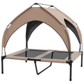 Load image into Gallery viewer, Elevated Dog Bed with Canopy, Cooling Dog Cot Bed for Camping, Portable Raised Pet Cot with Washable Breathable Mesh, for Indoor Outdoor, M & L Dogs, 36" x 30" x 35", Coffee