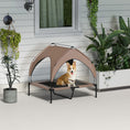 Load image into Gallery viewer, Elevated Dog Bed with Canopy, Cooling Dog Cot Bed for Camping, Portable Raised Pet Cot with Washable Breathable Mesh, for Indoor Outdoor, M & L Dogs, 36" x 30" x 35", Coffee