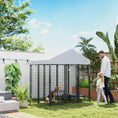 Load image into Gallery viewer, 6' x 4' x 6' Outdoor Dog Kennel, Lockable Dog Run Crate with Rotating & Adjustable Bowls, Waterproof UV-Resistant Cover, Welded Wire Steel Fence for Medium Dogs, Silver
