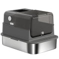 Load image into Gallery viewer, Stainless Steel Cat Litter Box with Lid, XXL Enclosed Cat Litter Box for Big Cats with High Sides, Double Doors, Scoop, Odor Control, Anti-Leaking, Easy Clean, Black