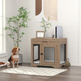 Load image into Gallery viewer, PawHut Dog Crate Furniture with Soft Water-Resistant Cushion, Dog Kennel End Table with Drawer, Puppy Crate for Small Dogs Indoor with 2 Doors, Brown