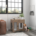 Load image into Gallery viewer, PawHut Dog Crate Furniture with Soft Water-Resistant Cushion, Dog Kennel End Table with Drawer, Puppy Crate for Small Dogs Indoor with 2 Doors, Brown