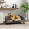 Load image into Gallery viewer, PawHut Velvet Large Dog Couch with Foam Cushion, Soft and Cute Dog Bed with Pearl Design, Dog Sofa for Big and Medium Dogs, Charcoal Gray