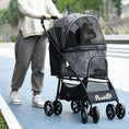 Load image into Gallery viewer, Dog Pram Dog Stroller Pet Pushchair with Universal Wheels, Brake for Small Breeds - Grey