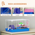 Load image into Gallery viewer, Hamster Cage, Small Gerbil Cage 2 Tiers Portable w/ Handle, Exercise Wheel, Water Bottle, Dishes, Blue
