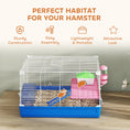Load image into Gallery viewer, Hamster Cage, Small Gerbil Cage 2 Tiers Portable w/ Handle, Exercise Wheel, Water Bottle, Dishes, Blue
