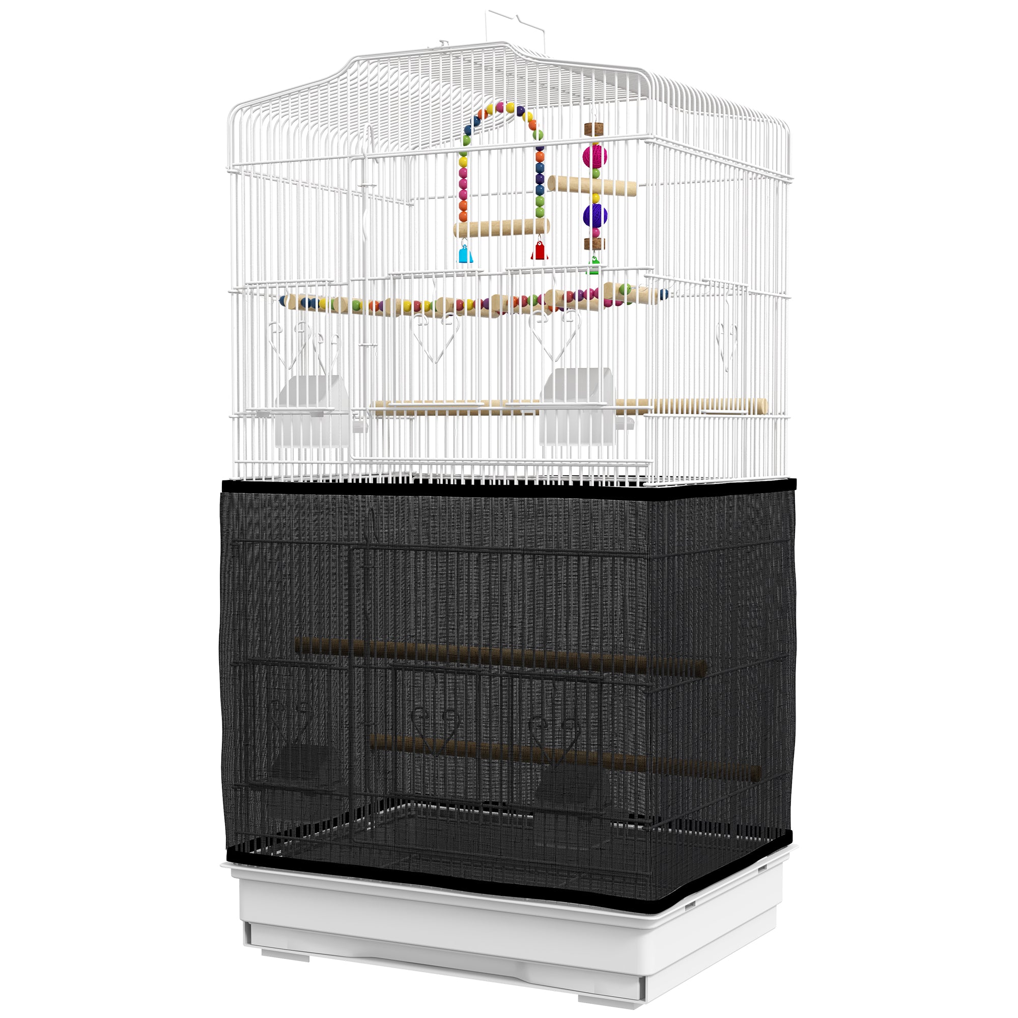 36" Bird Cage for Finches, Canaries Budgies, Parrot Cage with Accessories, Handle, Mesh Cover, Tray, White