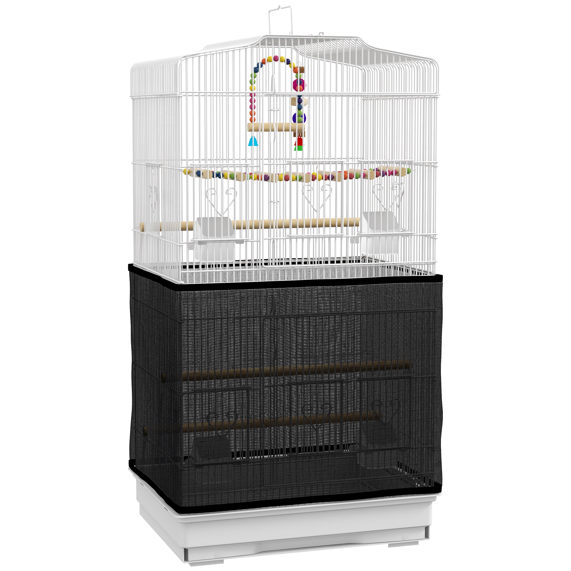 36" Bird Cage for Finches, Canaries Budgies, Parrot Cage with Accessories, Handle, Mesh Cover, Tray, White