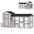Load image into Gallery viewer, 147" Extra Large Chicken Coop, Wooden Hen House for 8-10 Hens, Outdoor Chicken House Poultry Hutch with Run, Pull-Out Tray, Nesting Box, Ventilated Windows, Ramp for Rabbit Duck, Gray