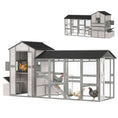 Load image into Gallery viewer, 147" Extra Large Chicken Coop, Wooden Hen House for 8-10 Hens, Outdoor Chicken House Poultry Hutch with Run, Pull-Out Tray, Nesting Box, Ventilated Windows, Ramp for Rabbit Duck, Gray