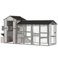 Load image into Gallery viewer, 147" Extra Large Chicken Coop, Wooden Hen House for 8-10 Hens, Outdoor Chicken House Poultry Hutch with Run, Pull-Out Tray, Nesting Box, Ventilated Windows, Ramp for Rabbit Duck, Gray