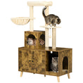 Load image into Gallery viewer, Cat Tree with Litter Box Enclosure, 2-in-1 Cat Tower for Indoor Cats with Cat House, Scratching Post, Hammock, Cushion, Rustic Brown