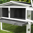 Load image into Gallery viewer, PawHut Rabbit Hutch 2-Story Bunny Cage, Guinea Pig Cage, Small Animal House with Slide Out Tray, for Indoor Outdoor, 61.5" x 23" x 27", Light Gray