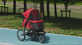 Load and play video in Gallery viewer, Pet Stroller with 3 Big Wheels, Adjustable Canopy & Storage for Small/Medium Dogs, Red