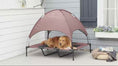 Load and play video in Gallery viewer, 48" Elevated Dog Bed, Outdoor Raised Mesh Pet Cot w/ Removable Canopy, Carrying Bag, Coffee