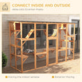 Load image into Gallery viewer, PawHut Catio Playground Cat Window Box Outside Enclosure, Outdoor Cat House with Weather Protection Roof for Multiple Kitties, Wooden Frame, Shelves & Bridges, 118" x 37.5" x 74", Orange