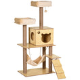 Load image into Gallery viewer, Wooden Cat Tree for Indoor Cats Climbing Tower for Large Cats with 5 Scratching Posts Hammock Toy Ball 130cm