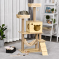 Load image into Gallery viewer, Wooden Cat Tree for Indoor Cats Climbing Tower for Large Cats with 5 Scratching Posts Hammock Toy Ball 130cm