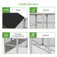 Load image into Gallery viewer, Wooden Chicken Coop Run for 6-10 Chickens, Hen House, Poultry Cage Add-On with Storage, Perches, 141.75" x 48" x 61", Gray