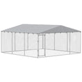 Charger l'image dans la visionneuse de la galerie, Extra Large Outdoor Dog Kennel Dog Run with Waterproof & UV Resistant Cover, Double Secure Locks, for Small and Medium Sized Dogs, 13.1' x 13.1' x 6.6', Silver