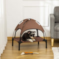 Load image into Gallery viewer, Elevated Dog Bed with Canopy, Portable Raised Dog Cot for S Sized Dogs, Indoor & Outdoor, 25" x 18" x 24", Coffee