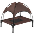Load image into Gallery viewer, Elevated Dog Bed with Canopy, Portable Raised Dog Cot for S Sized Dogs, Indoor & Outdoor, 25" x 18" x 24", Coffee