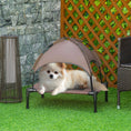 Load image into Gallery viewer, Elevated Dog Bed with Canopy, Portable Raised Dog Cot for S Sized Dogs, Indoor & Outdoor, 25" x 18" x 24", Coffee