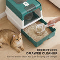 Load image into Gallery viewer, Cat Litter Box with Lid, Hooded Cat Litter Box with Pull-Out Drawer Tray, Scoop, Front Entry & Top Exit, 4 Deodorization Bags, Easy to Clean, Teal