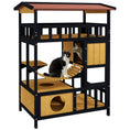 Load image into Gallery viewer, Outdoor Cat House Wooden Cat Shelter, 4 Tier with Suspension Bridge, Balcony, Escape Doors Water-Resistant Roof, for 1-2 Cats