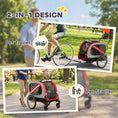 Load image into Gallery viewer, Dog Bike Trailer, 2 in 1 Foldable Pet Stroller Security Harness, Reflectors, Quick Release Wheels, Flag, for Medium Dogs, Red