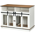 Load image into Gallery viewer, Dog Crate Furniture for Small and Large Dogs w/ Movable Divider, Dog Cage End Table with Shelves, Sliding Doors, 120 x 60 x 88.5cm, White