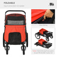 Load image into Gallery viewer, PawHut Dog Stroller for Medium and Large Dogs and Cats, Easy Fold Pet Stroller with Washable Cushion, Storage Bags, Safety Leash for Outdoor, Red