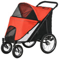 Load image into Gallery viewer, PawHut Dog Stroller for Medium and Large Dogs and Cats, Easy Fold Pet Stroller with Washable Cushion, Storage Bags, Safety Leash for Outdoor, Red