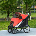 Load image into Gallery viewer, PawHut Dog Stroller for Medium and Large Dogs and Cats, Easy Fold Pet Stroller with Washable Cushion, Storage Bags, Safety Leash for Outdoor, Red